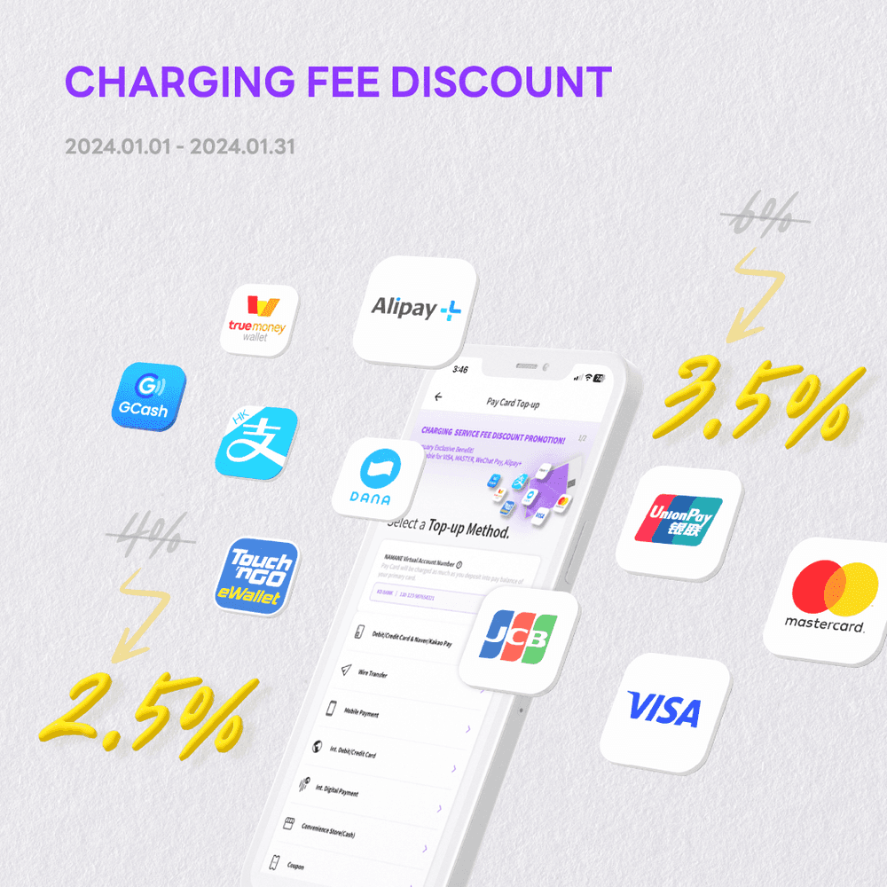 [1/1~1/31] NAMANE CARD Charging Service Fee Discount Promotion