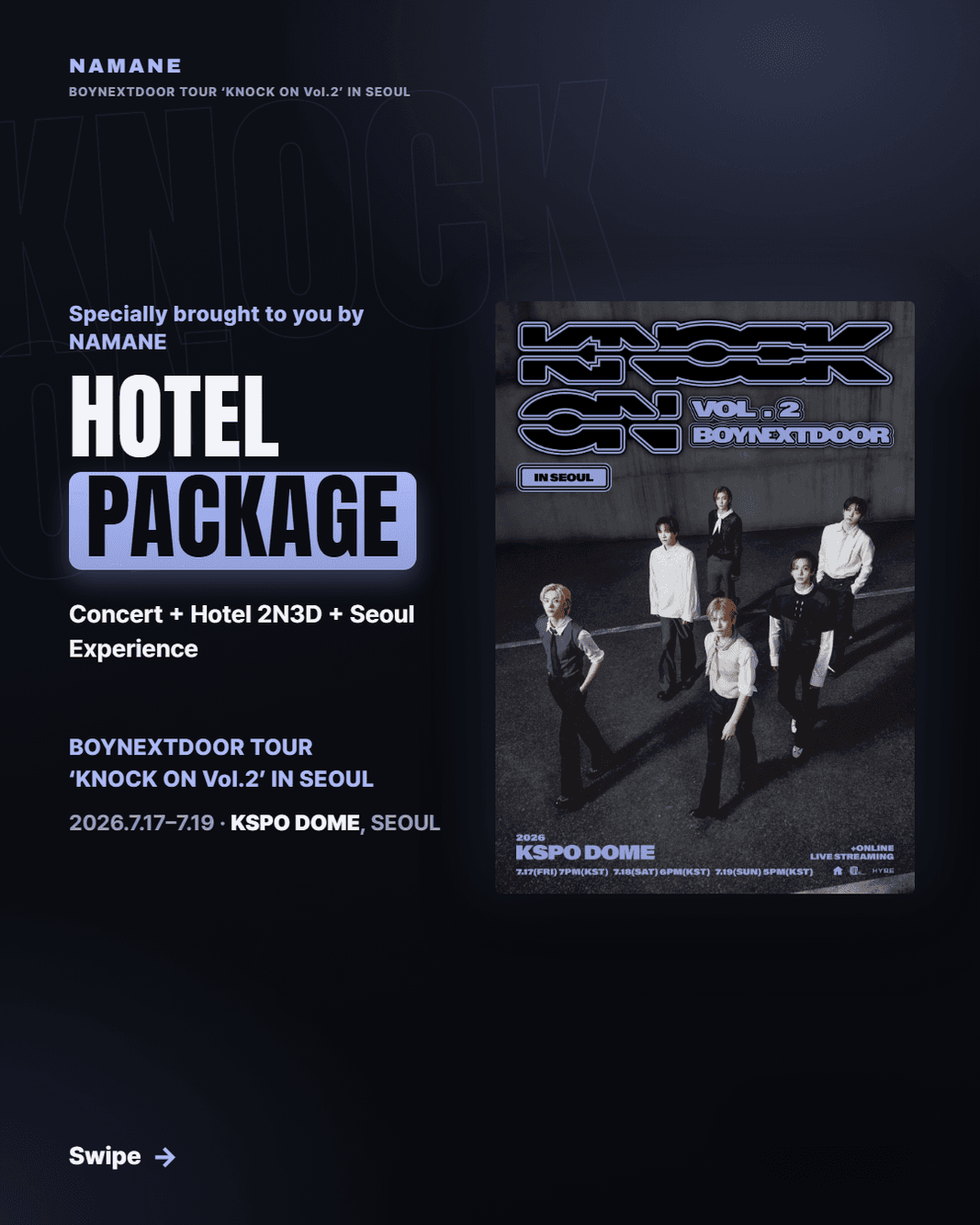 NOW OPEN❗ BOYNEXTDOOR TOUR ‘KNOCK ON Vol.2’ IN SEOUL HOTEL PACKAGE